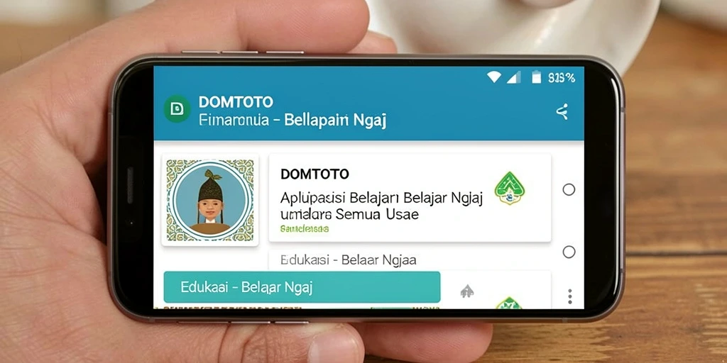 Tampilan antarmuka DOMTOTO yang interaktif dan informatif untuk belajar ngaji.