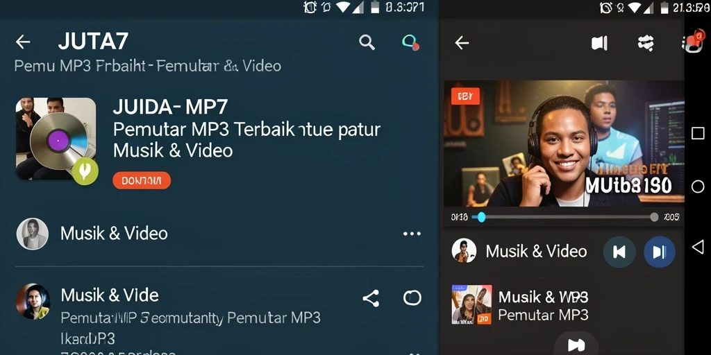 Antarmuka JUTA7 yang modern dan intuitif untuk Pemutar MP3.