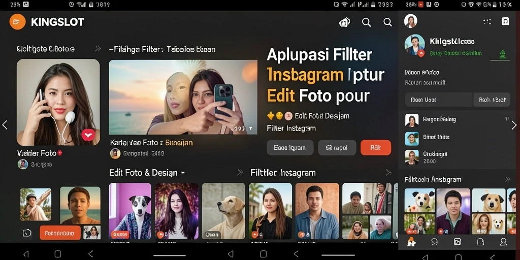 Antarmuka KINGSLOT yang memudahkan pengguna saat mengedit foto dengan filter Instagram.