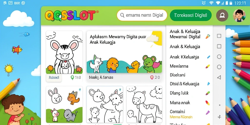 Tampilan antarmuka <strong>QQSLOT</strong> dengan beragam pilihan warna dan gambar.