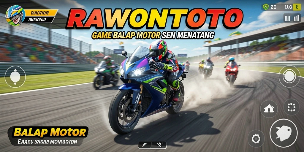 Screenshot utama menunjukkan aksi balap motor yang menegangkan.